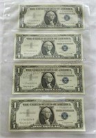 4 1957-B Unc. $1 Silver Certificate Star Notes