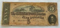 1864 $5 Confederate States of American Note