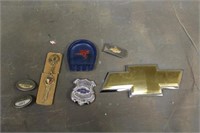 CHEVROLET BADGE, EMBLEM AND ASSORTED ITEMS