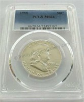 1955 Franklin Half Dollar PCGS MS 64 Graded Coin