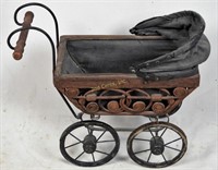 Antique Primitive Baby Doll Carriage Buggy 16"