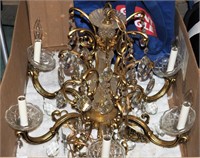Brass & Crystal Fine Glass Chandelier 6 Pillar