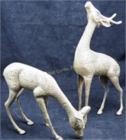 Pair Solid Brass Deer Display Collectibles 13"