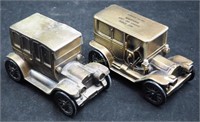 Cast Metal 1912 & 1908 Ford Adv Banks 2 Pc Lot