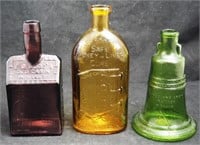 Large Collectible Color Glass Shaped Bottles Lot