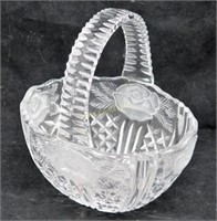 Crystal 7 Inch Glass Ornate Candy Basket Dish