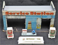50's Vintage Tin Litho Painted Toy Service Station