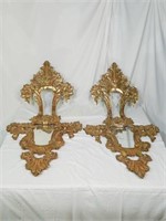 Pr. Antique Spanish Gilt Mirrors.Ornate.Overhang