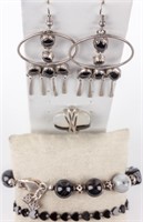 Jewelry Sterling Silver Onyx Bracelets/ Pendant +