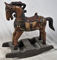 Vintage Hand Carved Turkish Rocking Horse Decor
