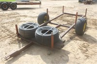 TRAILER FRAME ON AXLE, HAS (2) SPARE TIRES, APPROX
