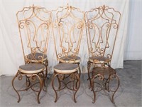 Set of 6 Iron Patio Chairs. Highbacks