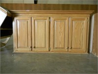 Red Oak wood upper kitchen cabinets