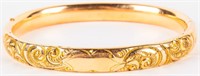 Jewelry 14kt Yellow Gold Etched Bangle Bracelet