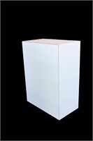 WHITE FORMICA  AND WOOD DISPLAY CUBE