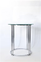 CHROMED STEEL & GLASS COCKTAIL TABLE