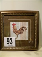 FRAMED MATTED ROOSTER PRINT 15"X15"