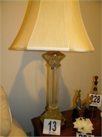 GLASS AND BRASS TABLE LAMP 33"