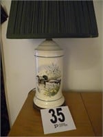 23" CERAMIC DUCK LAMP WITH WOOD BASE
