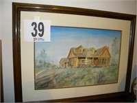 FRAMED MATTED WATERCOLOR BY EMERY 18 X 24