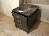 Metal three-drawer cabinet