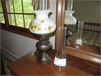 Electric hurricane lamp, 17" H.