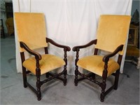 Pair of Oak Upholstered Armchairs