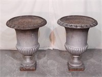 Pair of 19th Century Cast Iron Urns