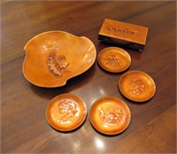 Bovano enameled retro smoking set,