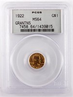Coin 1922 Grant Commemorative Gold PCGS MS64