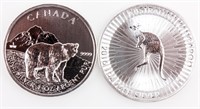 Coin 2 Silver 1 Troy Ounce .999 Fine Aust / Can