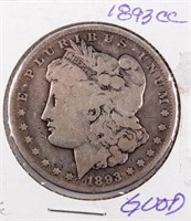 Coin 1893-CC  Morgan Silver Dollar in Good