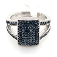 $1101 Silver Blue Diamond(0.7ct) Ring