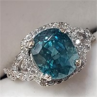 $8243 14K  Natural Blue Zircon(6.07ct) 47 Diamond(