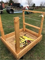 Rolling Wood Cart w/ Assorted Tie Down Ratchets