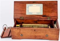 Antique Key Wind 4-Tune Cylinder Music Box