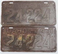 Pair 1931 IDAHO License Plates