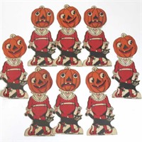 Eight 1920's BEISTLE Johnny Pumpkin Head Brownies