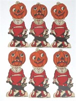 Six 1920's BEISTLE Johnny Pumpkin Head Brownies