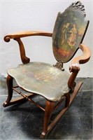 Antique Hand Painted English Wood Rocker
