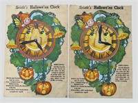 Pair of RARE 1923 BEISTLE Halloween Clocks