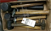 Box of ball peen hammers & rubber mallets