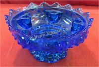 Fenton Blue Glass Candle Holder