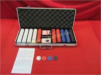 Poker Set: Chips, Cards, Dice in Metal Storage Box