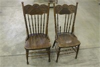 (2) VINTAGE CHAIRS WITH BLUE BIRD STAMP
