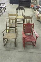 (4) VINTAGE KIDS ROCKING CHAIRS, WITH KIDS CHAIR