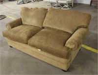 BROWN LOVE SEAT, APPROX 75"