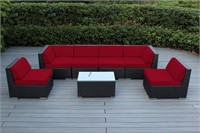 NEW 7PC RED OUTDOOR FURNITURE SET