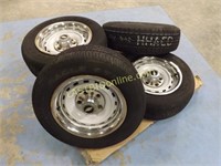 5 CHEVY TRUCK RALLY WHEELS with TIRES
