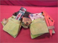 Leather Tool Bags with Contents Measuring Tape